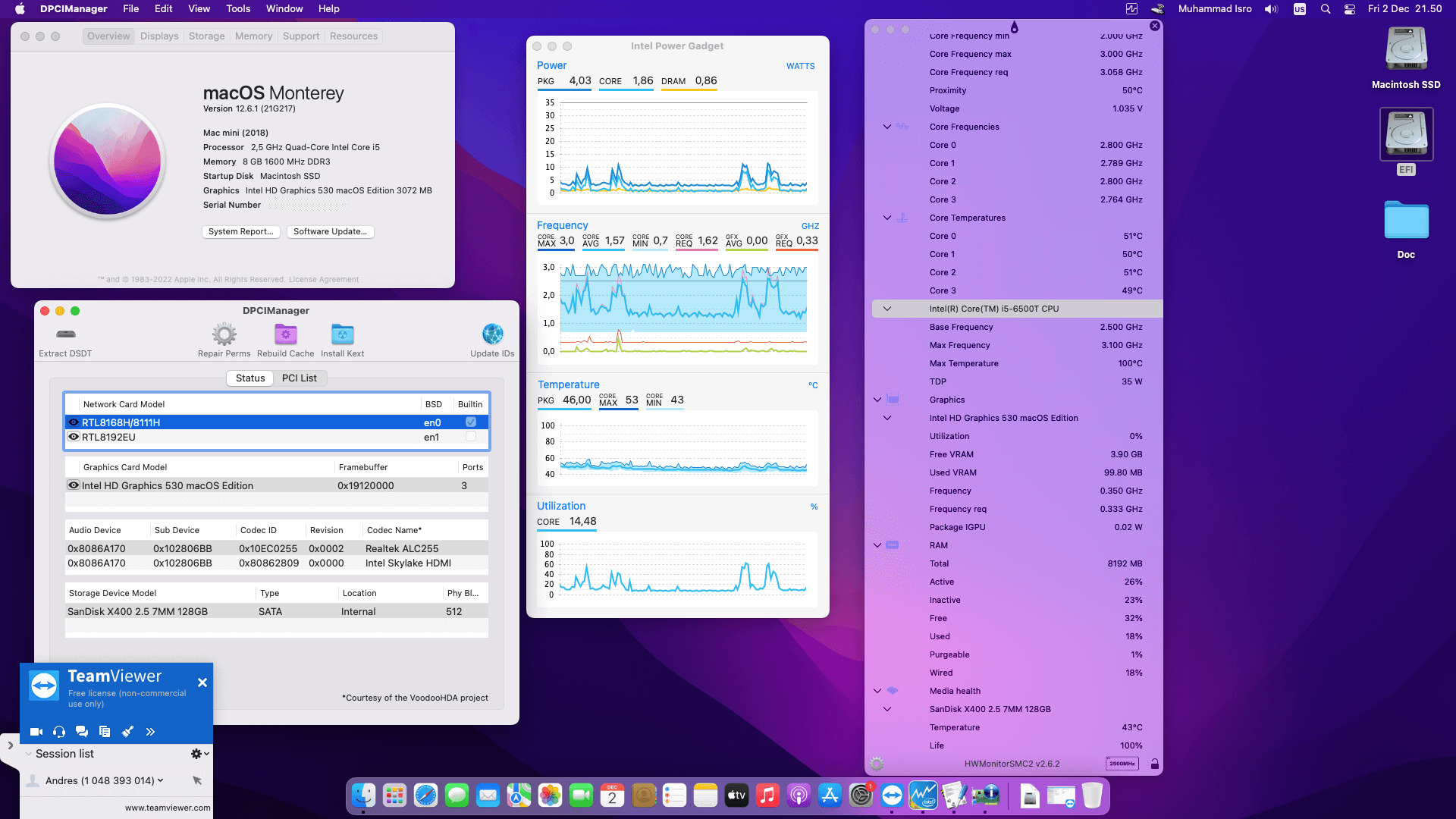 Success Hackintosh macOS Monterey 12.6.1 Build 21G217 in Dell OptiPlex 3040M